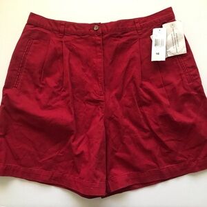 Jones NY Red Pleated High-Rise Shorts